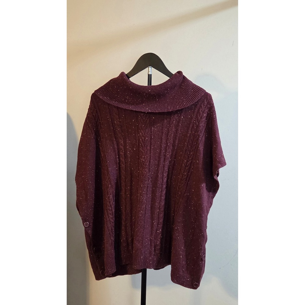 Talbots Cable Knit Sleeveless Turtleneck Sweater Women's Size Large/XL Maroon